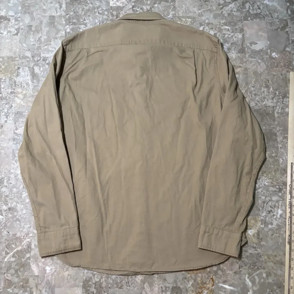 J Crew Shirt Mens XL Khaki Brown Pinwale Corduroy Long Sleeve Button Preppy